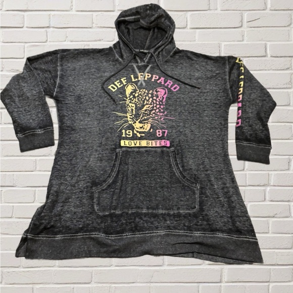 Lane Bryant Def Leppard Love Bites 1987 Charcoal Gray Hoodie Plus Size 18/20 - Picture 1 of 4